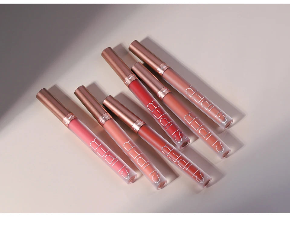 O.TWO.O Makeup Matte Lip Gloss Super Soft No Sticky Woman Sexy Red Brown Nude Lipstick Waterproof Lips Cosmetics