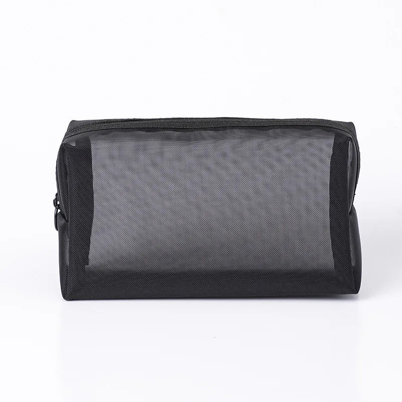 Transparent Mesh Makeup Case Casual Zipper Toiletry Wash Bags Make Up Women Travel Cosmetic Bag Organizer Storage Pouch