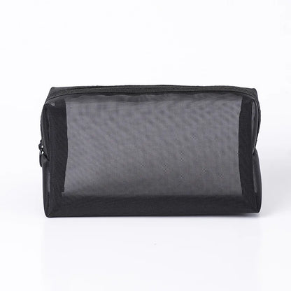 Transparent Mesh Makeup Case Casual Zipper Toiletry Wash Bags Make Up Women Travel Cosmetic Bag Organizer Storage Pouch