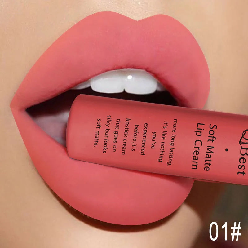 QIBEST Liquid Lipstick Waterproof Sexy Red Black Lip Gloss Matte Nude Lipstick Long lasting Lipgloss Tint Lip Glaze Cosmetics