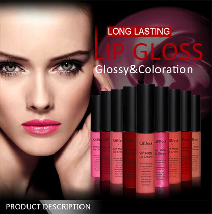 QIBEST Liquid Lipstick Waterproof Sexy Red Black Lip Gloss Matte Nude Lipstick Long lasting Lipgloss Tint Lip Glaze Cosmetics