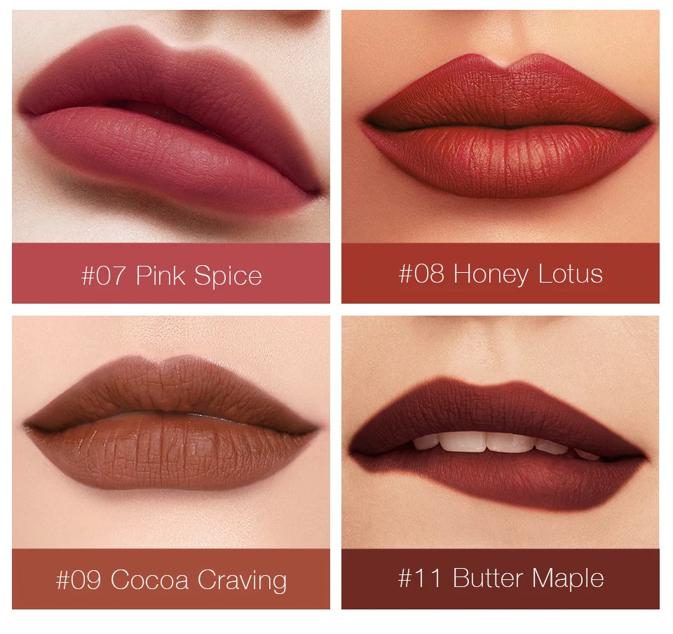 O.TWO.O Makeup Matte Lip Gloss Super Soft No Sticky Woman Sexy Red Brown Nude Lipstick Waterproof Lips Cosmetics