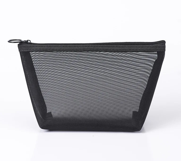 Transparent Mesh Makeup Case Casual Zipper Toiletry Wash Bags Make Up Women Travel Cosmetic Bag Organizer Storage Pouch