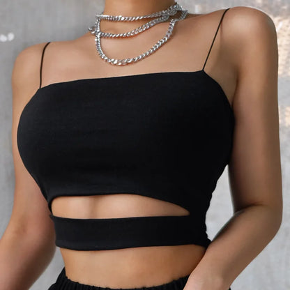 2024 New Fashion Hot Sexy Women Summer Sexy Casual Sleeveless Cut-Out Short Tee Shirt Crop Top Vest Strap Tank Top Blouse