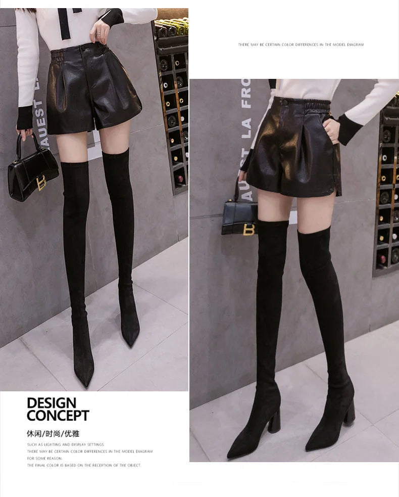 2023 Casual A-line Shorts Leather Leg Pants Women Clothing Women Pants Summer Shorts