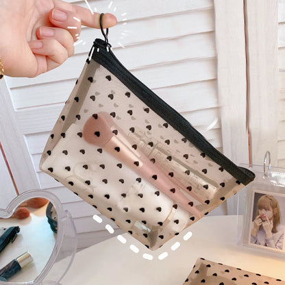 Transparent Mesh Makeup Case Casual Zipper Toiletry Wash Bags Make Up Women Travel Cosmetic Bag Organizer Storage Pouch