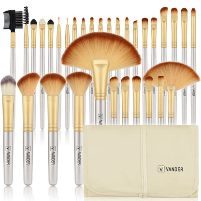 32pcs Makeup Brushes Set Champagne For Cosmetic Foundation Powder Blush Eyeshadow Kabuki Blending Make up Brush Beauty Tool