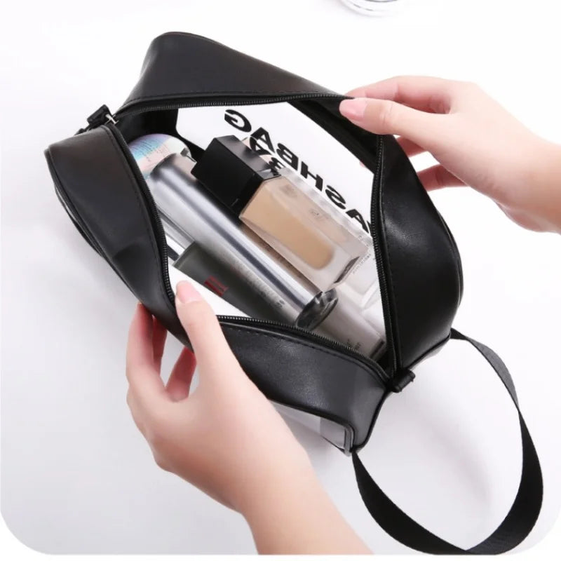 Portable Cosmetic Waterproof Bag Large Capacity Dust Proof Make Up Storage Handbags PVC Fashion Transparent Travel Bags