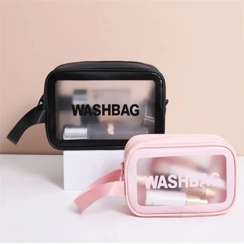 Portable Cosmetic Waterproof Bag Large Capacity Dust Proof Make Up Storage Handbags PVC Fashion Transparent Travel Bags