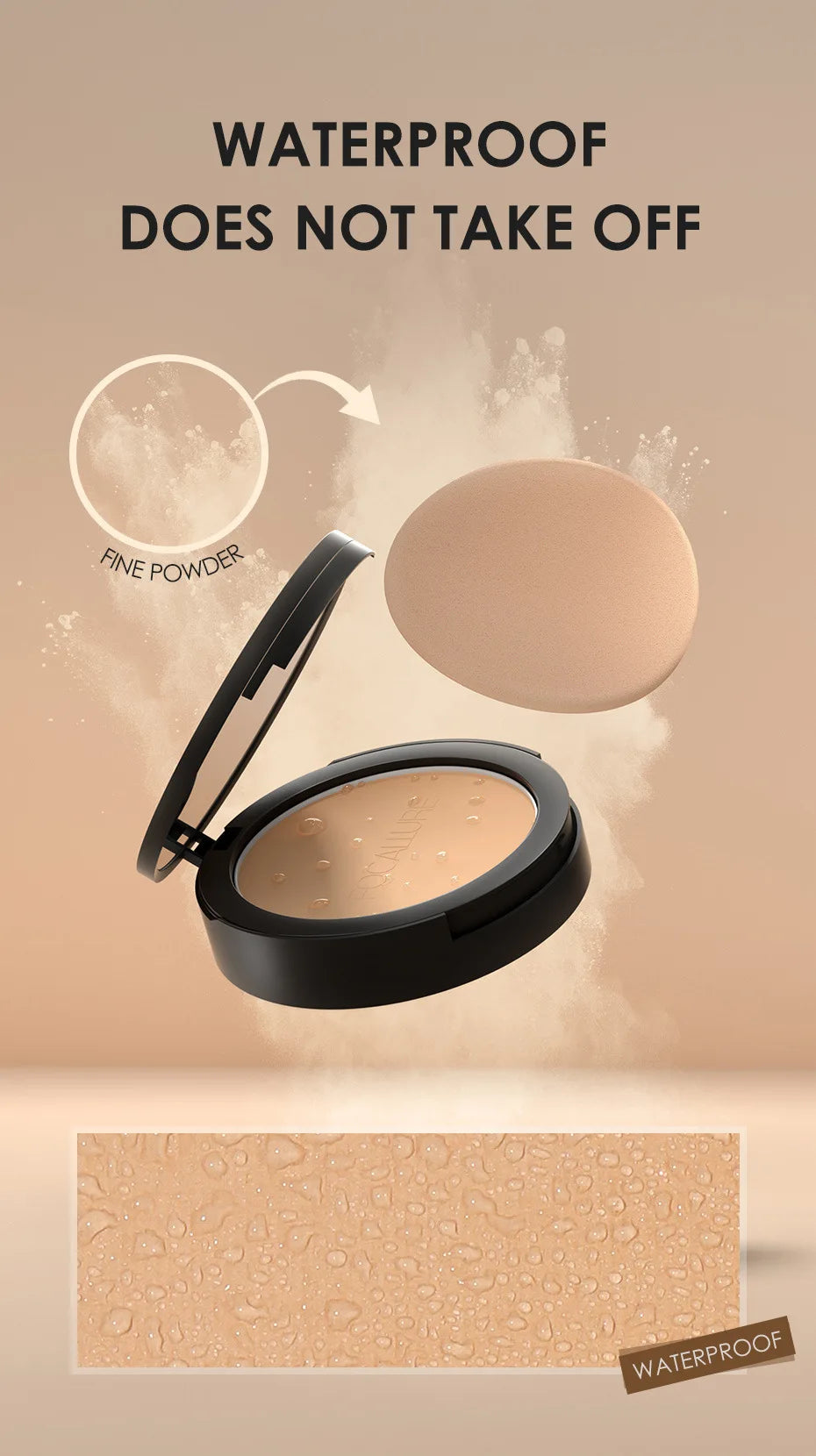 FOCALLURE 3 Colors Make Up Face Powder Brighten Oil-control Nude Makeup Pressed Powder Foundation Makeup Base Cosmetics