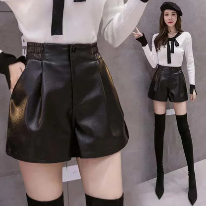 2023 Casual A-line Shorts Leather Leg Pants Women Clothing Women Pants Summer Shorts