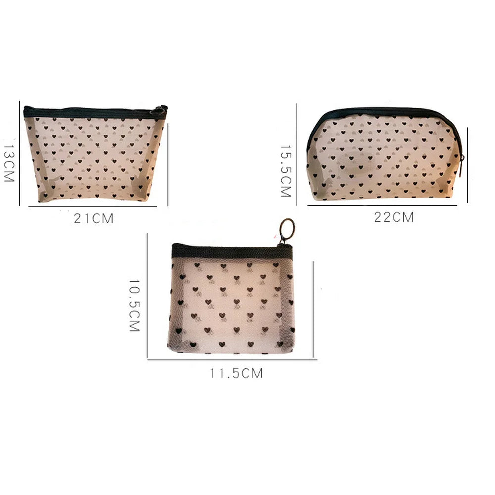 Transparent Mesh Makeup Case Casual Zipper Toiletry Wash Bags Make Up Women Travel Cosmetic Bag Organizer Storage Pouch