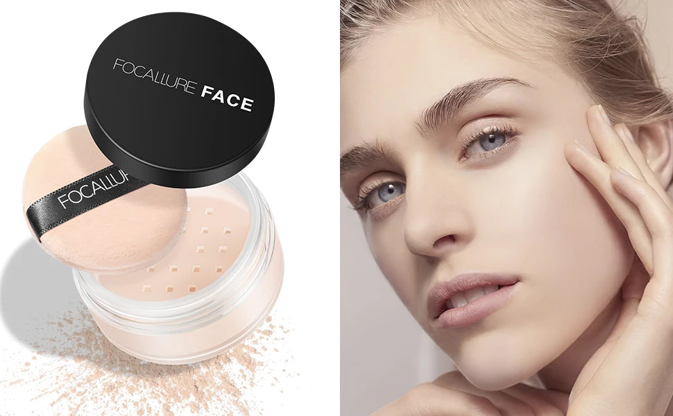 Wholesale FOCALLURE 9 Colors Oil-control Loose Powder Waterproof Long-lasting Face Compact Setting Powder Makeup Cosmetics