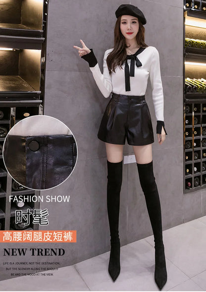 2023 Casual A-line Shorts Leather Leg Pants Women Clothing Women Pants Summer Shorts