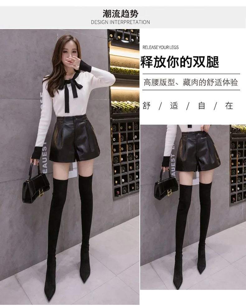 2023 Casual A-line Shorts Leather Leg Pants Women Clothing Women Pants Summer Shorts