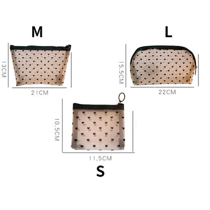 Transparent Mesh Makeup Case Casual Zipper Toiletry Wash Bags Make Up Women Travel Cosmetic Bag Organizer Storage Pouch