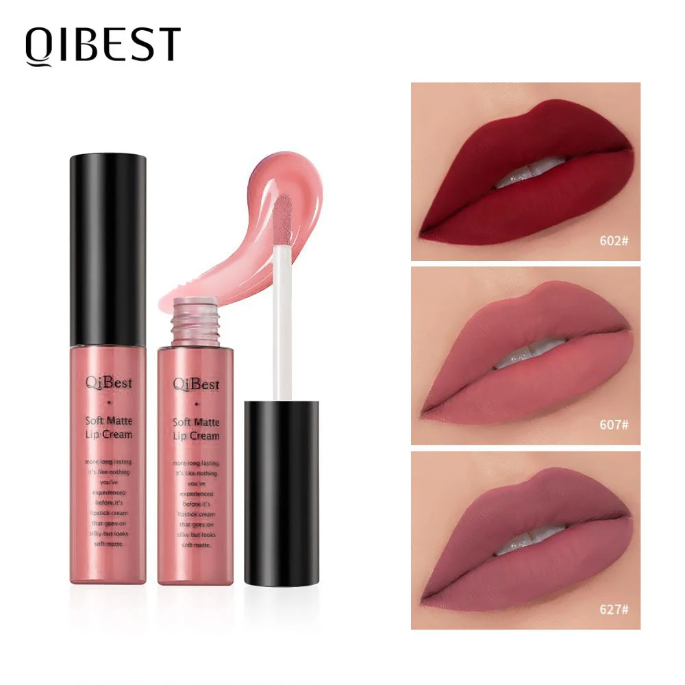 QIBEST Liquid Lipstick Waterproof Sexy Red Black Lip Gloss Matte Nude Lipstick Long lasting Lipgloss Tint Lip Glaze Cosmetics