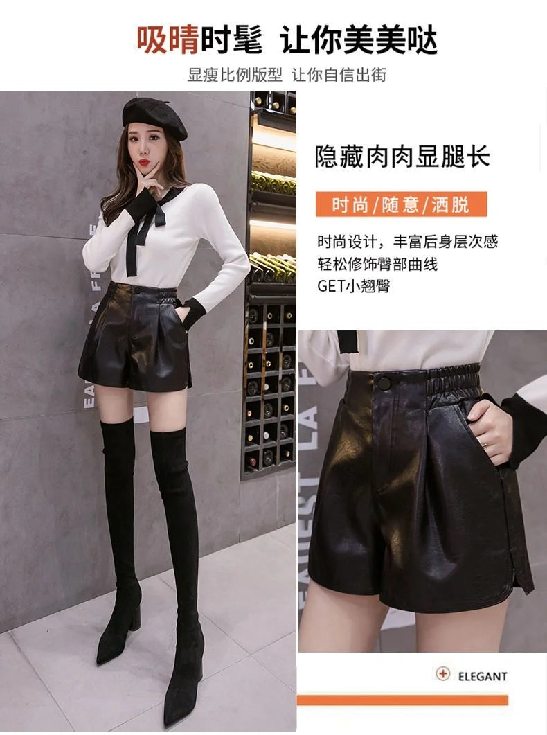 2023 Casual A-line Shorts Leather Leg Pants Women Clothing Women Pants Summer Shorts