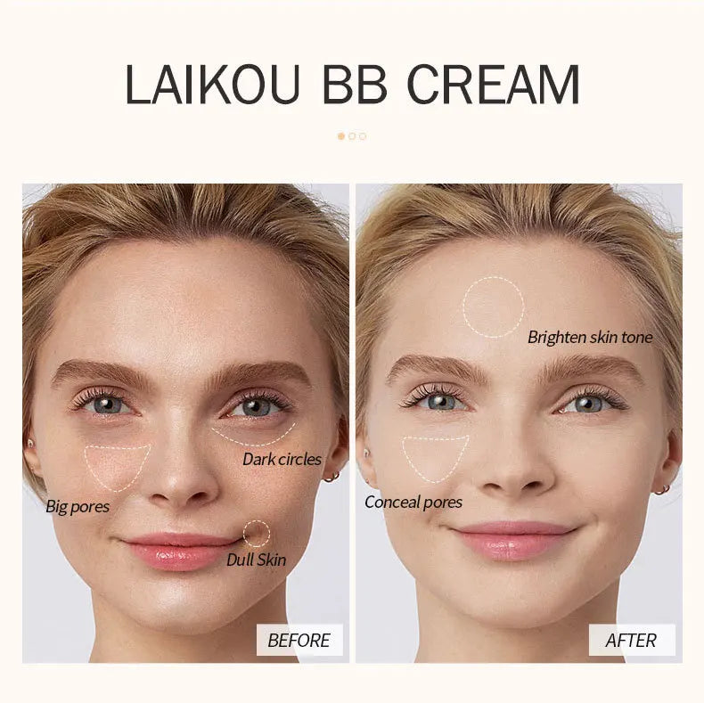 LAIKOU BB Cream Face Base Liquid Foundation Makeup Waterproof Long Lasting Facial Concealer Whitening Cream Korean Make Up